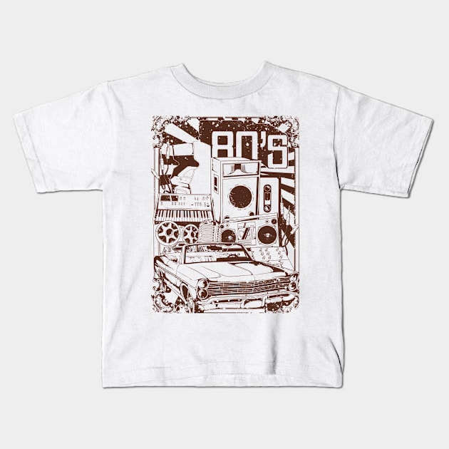 80'S Vintage Design Kids T-Shirt by TulipDesigns